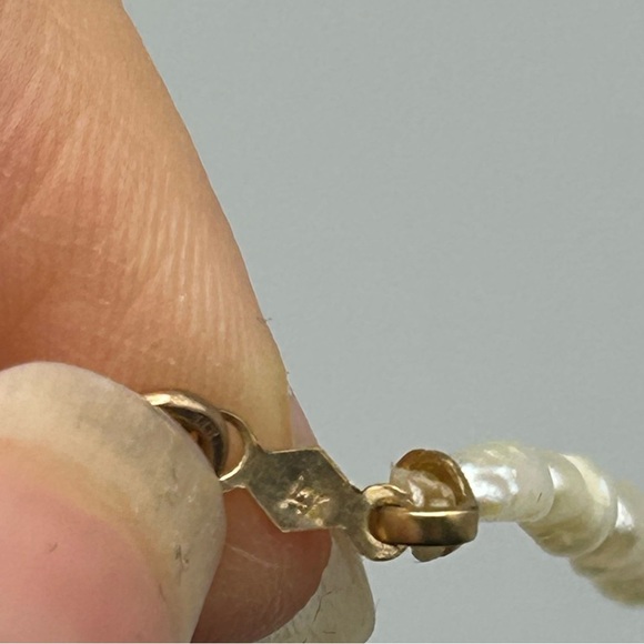 Freshwater Pearl Bracelet Dainty Minimalist 14K Marked Lobster Clasp - Picture 2 of 9